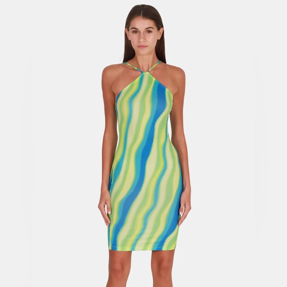 BNWOT New | OW Collection MIA DRESS LIME & BLUE SIZE SMALL